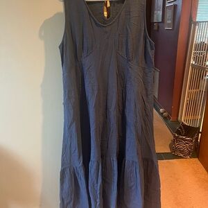 Pact Sleeveless Navy Tiered Maxi Dress XL